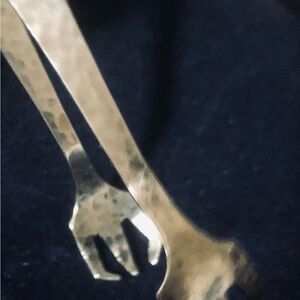Marked Sterling Silver Hammered Tongs
